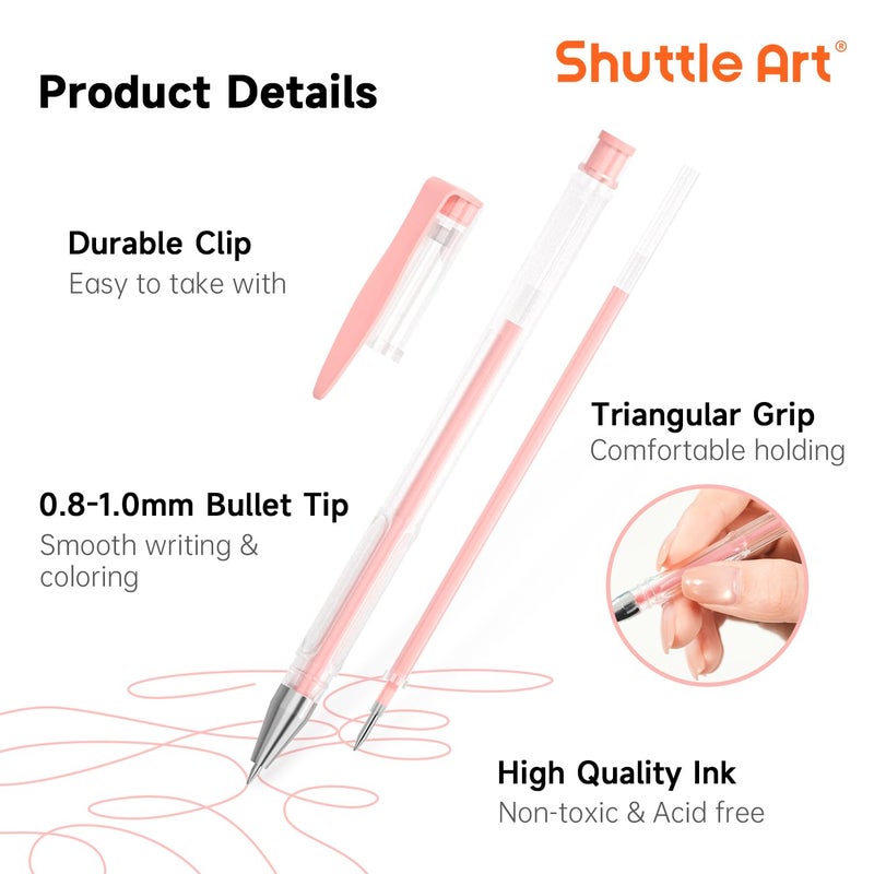 Shuttle Art Pastel Gel Pens, 24 Pastel Milky Colors Gel Pen for Black Paper, Adults Coloring Books Drawing Doodling Crafts Scrapbooking Journaling - Image 3