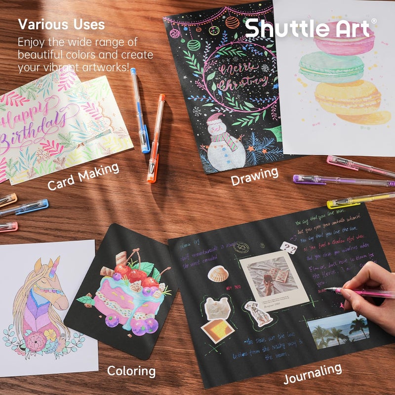 Shuttle Art Pastel Gel Pens, 24 Pastel Milky Colors Gel Pen for Black Paper, Adults Coloring Books Drawing Doodling Crafts Scrapbooking Journaling - Image 5