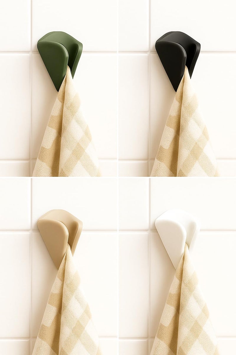 4 pcs Innovative Towel Holder for Tea Towels, Kitchen & Bathroom Use – Strong Adhesive Wall Hook, Modern Design, Multi-Color Options, Ideal for Cloths, Robes & Hand Towels - Image 2