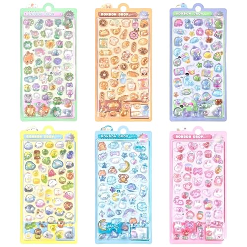 piercing 6PCS Puffy Stickers, Stickers Set, 3D Stickers - Cute and Vibrant Decorative Stickers for Kids, Variety Pack for Journals, Scrapbooks and DIY Crafts - Image 1