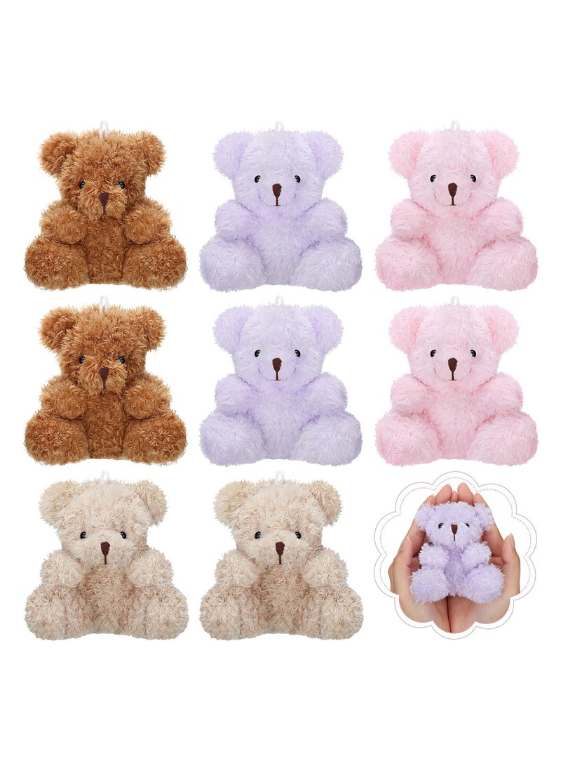 SOLARAE Plush Teddy Bear Pendant, Mini Plush Animal Soft Bear Doll Toys for Keychain Bag DIY Decorations, Birthday Wedding Graduation Gifts, Gift Box Filled Party Decorations 8pcs - Image 1