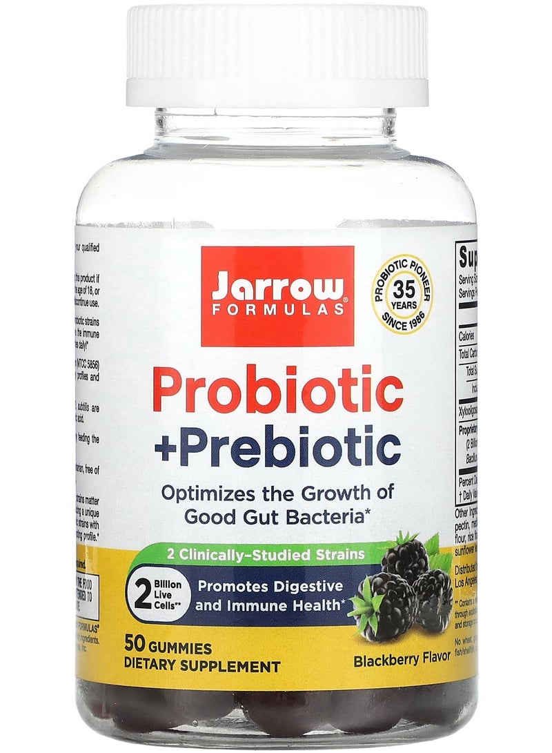 jarrow formulas Probiotic + Prebiotic, Blackberry, 2 Billion, 50 Gummies
