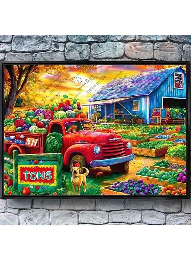 YF769 1000 Pcs Jigsaw Puzzle 19.69x27.56 Inch Garden Red Truck Vegetables Gift - Image 5
