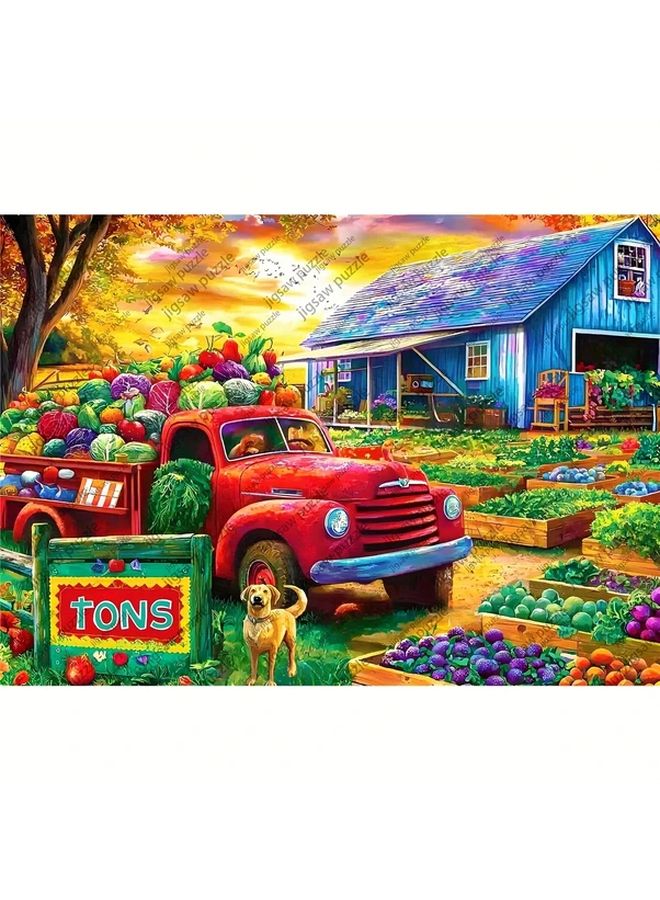 YF769 1000 Pcs Jigsaw Puzzle 19.69x27.56 Inch Garden Red Truck Vegetables Gift - Image 3