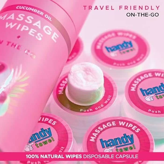 Handytowel Handy Towel Body Care Massage Wipes Boost Blood Flow with Rubbing, Revitalization Hydrating Cucumber Oil Travel Size Magic Towelettes, Body Relaxation Skin Revitalization Individual Capsules, 8 Count - Image 4
