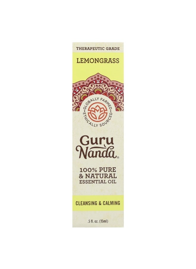 GuruNanda - GuruNanda, 100% Pure & Natural Essential Oil, Lemongrass, 0.5 fl oz (15 ml) - Image 1