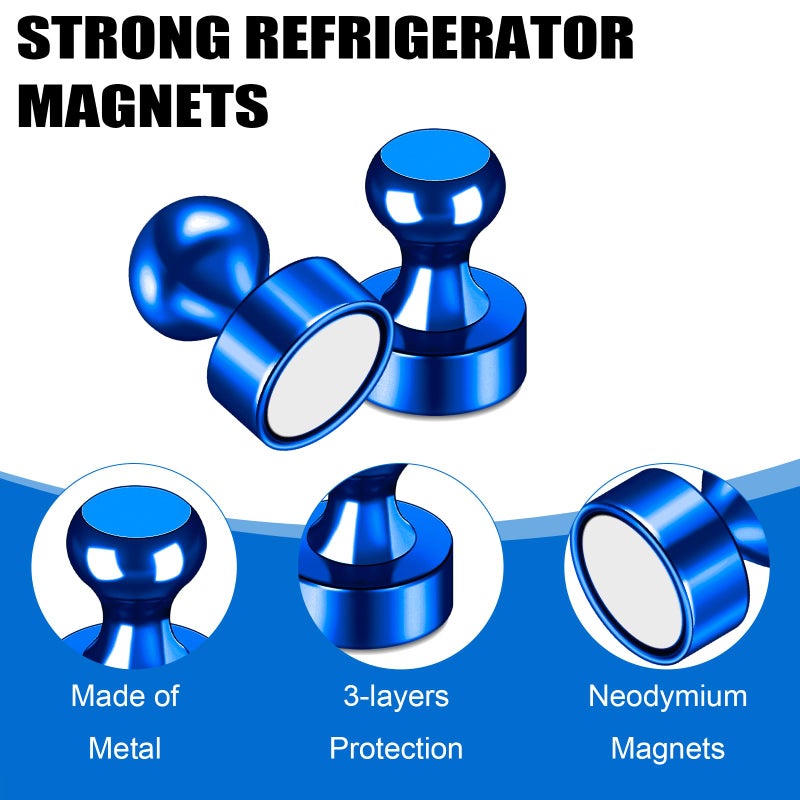 LOVIMAG Fridge Magnets 20Pcs Refrigerator Whiteboard Small Strong Magnet Classroom Kitchen Accessories Decorative Locker Set Decor Must Haves Office Calendar Refrigerador Magnetic Cute Crafts Blue - Image 4