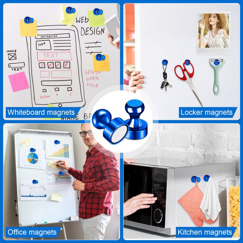 LOVIMAG Fridge Magnets 20Pcs Refrigerator Whiteboard Small Strong Magnet Classroom Kitchen Accessories Decorative Locker Set Decor Must Haves Office Calendar Refrigerador Magnetic Cute Crafts Blue - Image 2
