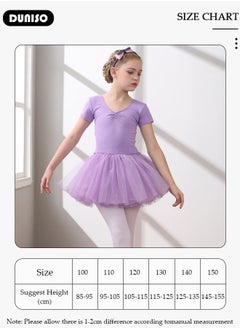 DUNISO Girls Ballet Dresses Leotards with Skirt Short Sleeves, Dance Dress Ballerina Tutu Outfit Cotton Dress Ballet Skirt, Mini Skirt Princess Dresses Dance Wear Clothes for Little Girl  - Image 4