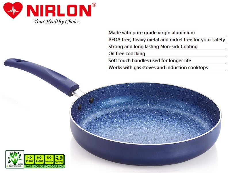 Nirlon Cooking Aluminium Non Stick Induction Base Bling Fry Pan [24cm] (Blue) - Image 3