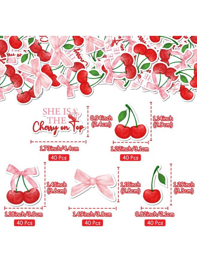 Merrystorm Cherry Confetti She Is the Cherry on Top Confetti Cherry Birthday Decor Pink Bows and Red Cherry Table Decoration for Girls Cherry on Top Baby Shower Gender Reveal Decor Cherry Bachelorette Supplies - Image 5