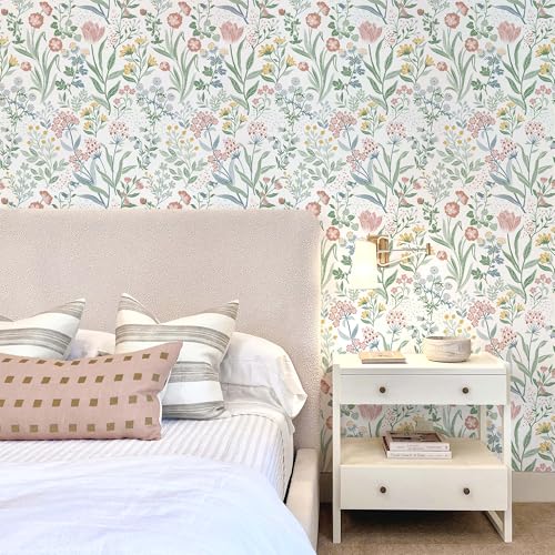 Lativo Floral Peel and Stick Wallpaper 78.7inL17.3inW Boho Flower Botanical Self Adhesive Remoavble Wallpaper for Bedroom Bathroom Waterproof Nursery Kids Green Leaf Contact Paper for Cabinets - Image 5