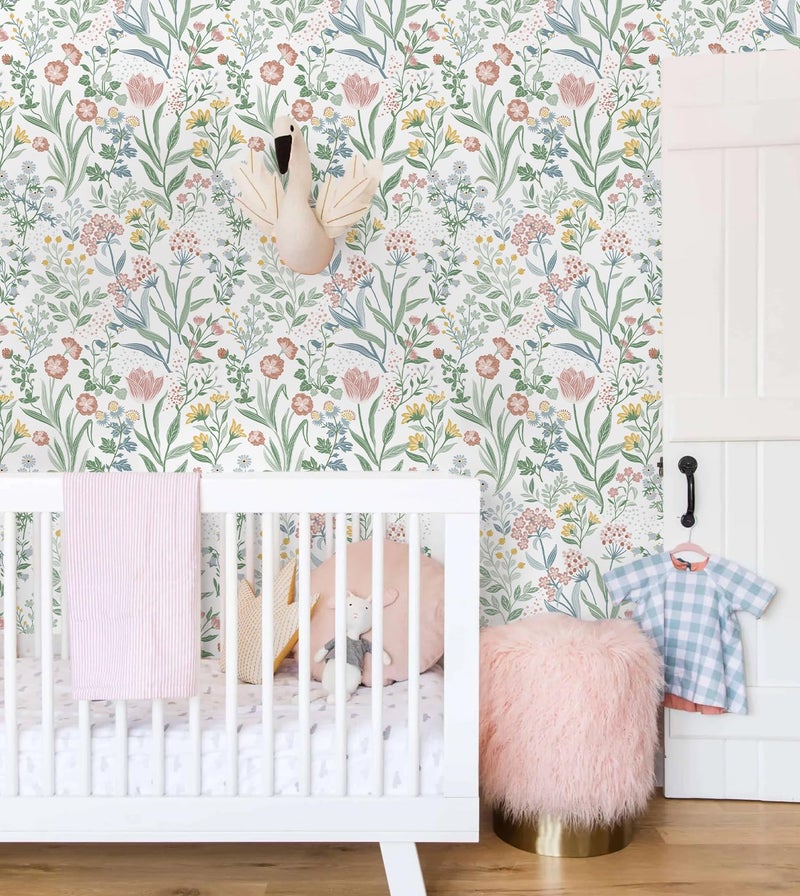 Lativo Floral Peel and Stick Wallpaper 78.7inL17.3inW Boho Flower Botanical Self Adhesive Remoavble Wallpaper for Bedroom Bathroom Waterproof Nursery Kids Green Leaf Contact Paper for Cabinets - Image 3