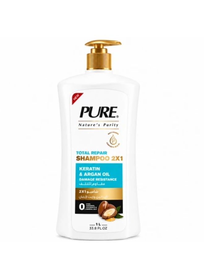 Pure Nature's Purity Total Repair 2-in-1 Shampoo with Keratin & Argan Oil, 1 Liter