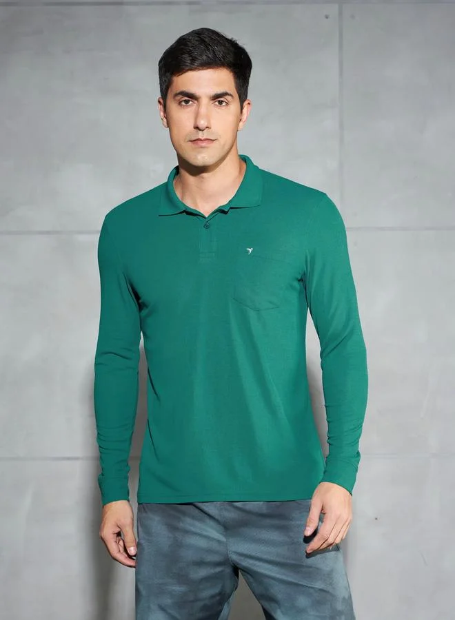 Technosport Technosport Solid Polo T-Shirt with Pocket Detail