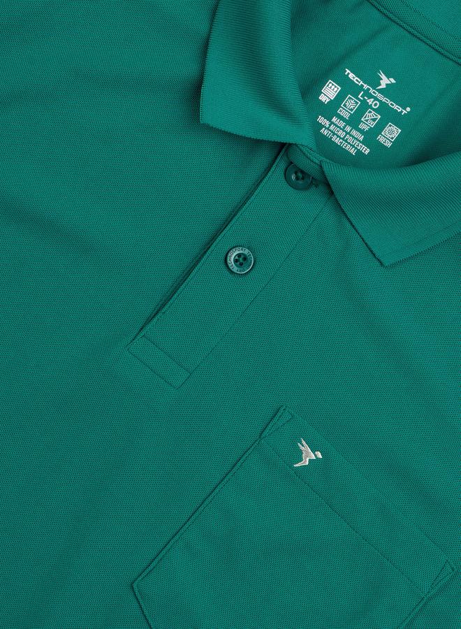 Technosport Solid Polo T-Shirt with Pocket Detail - Image 5