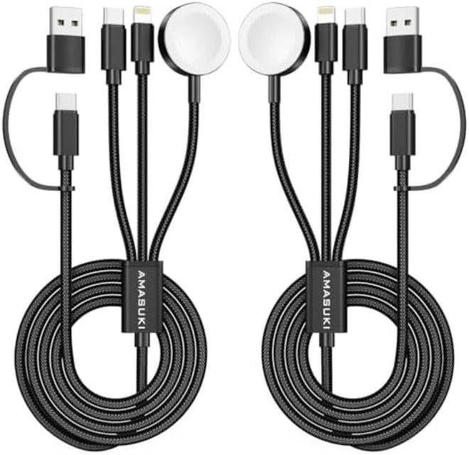 مستلزمات السفر، كابل USB‑C 3 في 2 لشحن ساعة آبل وآيفون - Image 2