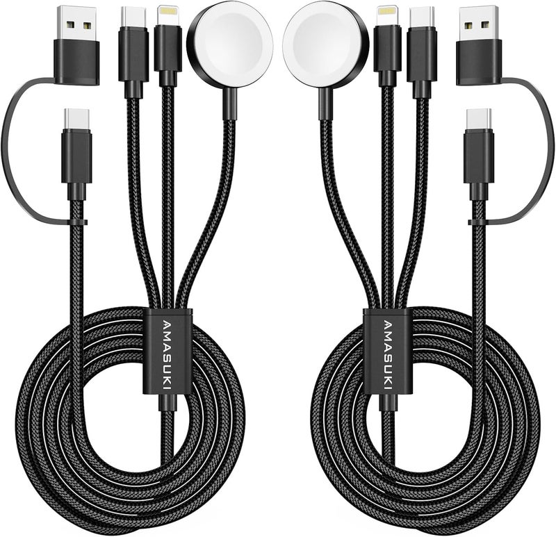 مستلزمات السفر، كابل USB‑C 3 في 2 لشحن ساعة آبل وآيفون - Image 1