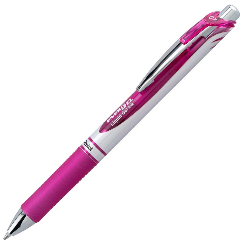 Pentel EnerGel RTX Retractable Liquid Gel Ink Pen, (0.7mm) Medium line, Magenta Ink, Box of 12 Pens (BL77-V4) - Image 2