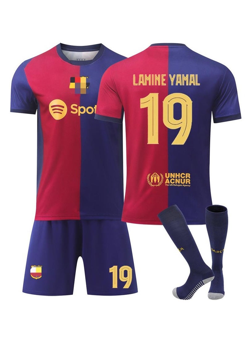 Adjustable Youth Soccer Jersey set- NO. 19 Ya-mal Style Training for Kids Fan Costume Cosplay& Sports Gift 26 Yard  - Image 1