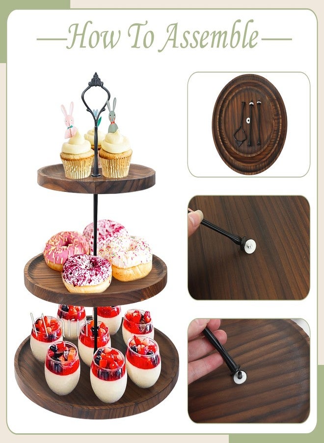 LARDUX Wooden Dessert Table Display Set - 4 Tier Cupcake Stand, 3 Tier Dessert Stand, 2Pcs Round Serving Trays,1Pcs Rectangular Trays for Party, Wedding, Baby Shower - Image 3