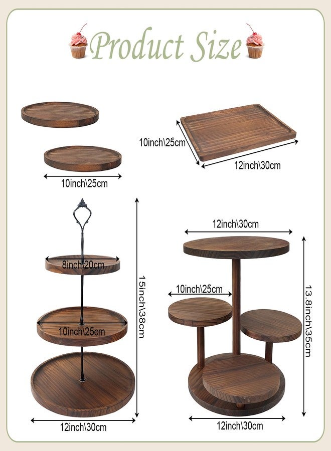 LARDUX Wooden Dessert Table Display Set - 4 Tier Cupcake Stand, 3 Tier Dessert Stand, 2Pcs Round Serving Trays,1Pcs Rectangular Trays for Party, Wedding, Baby Shower - Image 2