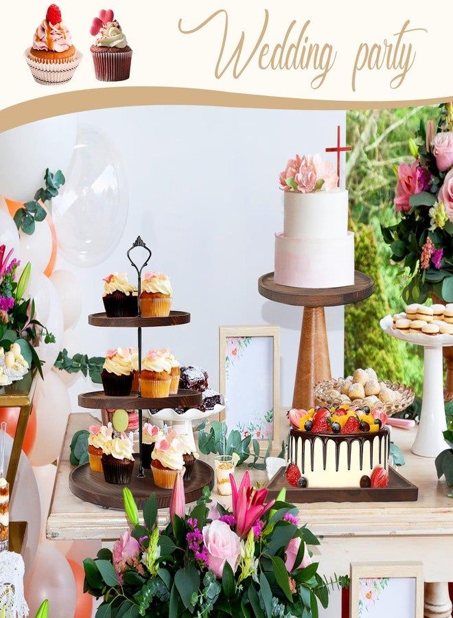 LARDUX Wooden Dessert Table Display Set - 4 Tier Cupcake Stand, 3 Tier Dessert Stand, 2Pcs Round Serving Trays,1Pcs Rectangular Trays for Party, Wedding, Baby Shower - Image 5