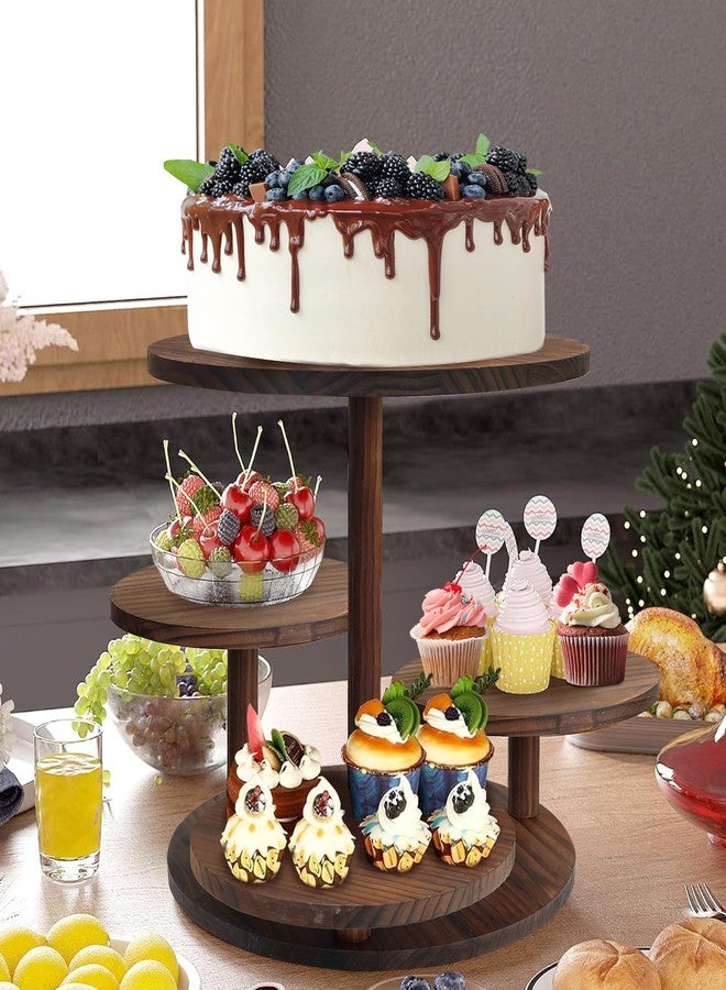 LARDUX Wooden Dessert Table Display Set - 4 Tier Cupcake Stand, 3 Tier Dessert Stand, 2Pcs Round Serving Trays,1Pcs Rectangular Trays for Party, Wedding, Baby Shower - Image 4