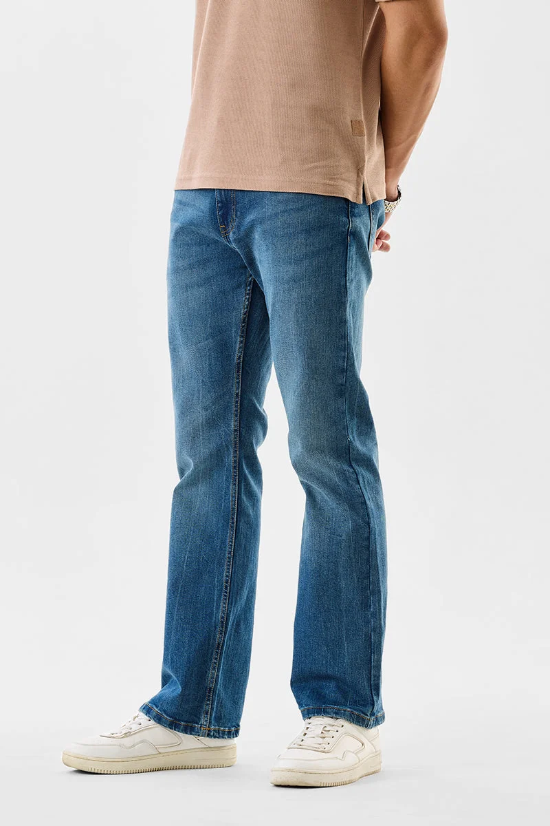 SNITCH Blue Solid Flared Fit Casual Jeans