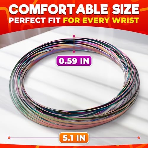 DIMROM Flow Ring Spinner Ring Arm Toy 51 Rust Resistant Stainless Steel Infinity Loop Flow Rings with Changing Colors Geometric Spin Flat Folding Kinetic Magic Rings for Relaxation Calming Motion - Image 5