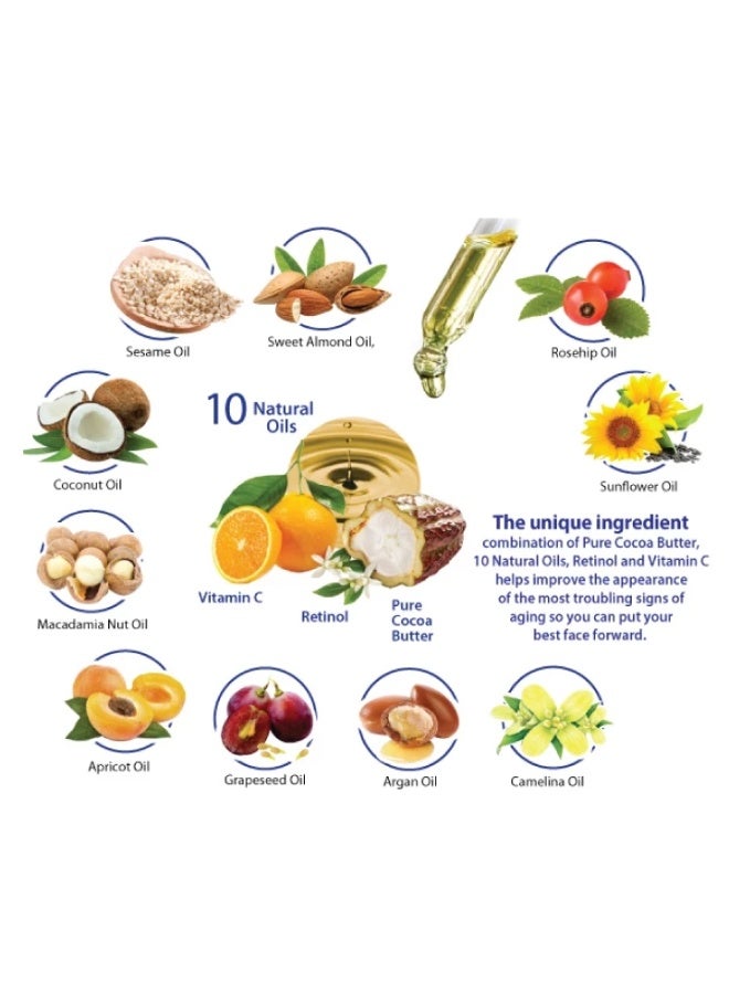 بالمرز زيت العناية بالبشرة بتركيبة زبدة الكاكاو مع فيتامين E من بالمرز، 30 مل - Image 2