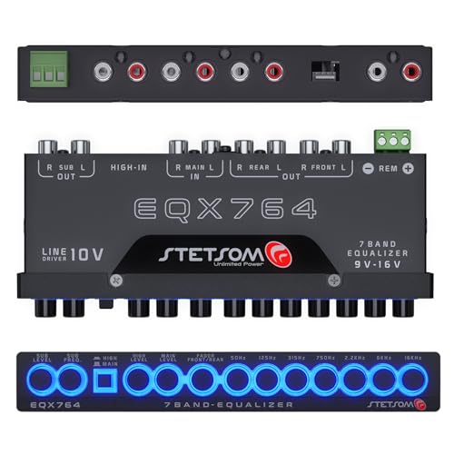Stetsom EQX764-7 Band Equalizer, Pre-Amp Car Audio Graphic Equalizer with 4 Inputs (RCA & High) 6 Outputs, 10v Line Driver to Avoid Noise and Dedicated Sub Controls (Level & Frequency) - Image 3