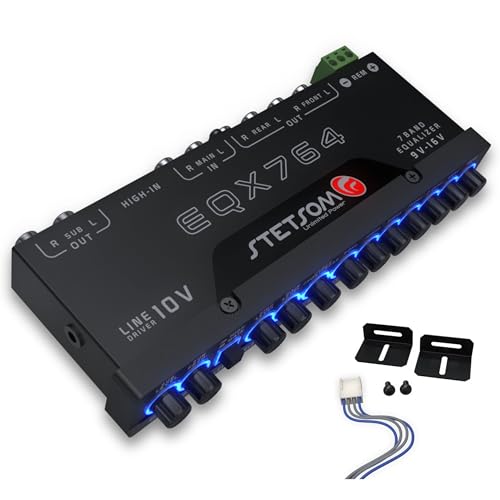 Stetsom EQX764-7 Band Equalizer, Pre-Amp Car Audio Graphic Equalizer with 4 Inputs (RCA & High) 6 Outputs, 10v Line Driver to Avoid Noise and Dedicated Sub Controls (Level & Frequency) - Image 1