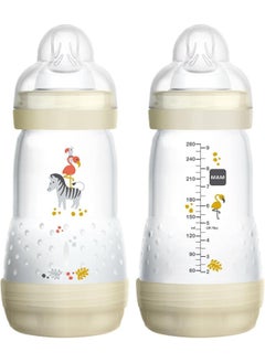 MAM MAM Baby Bottles for Breastfed Babies, MAM Baby Bottles Anti Colic, White, 9 Ounces, 2-Count  - Image 1