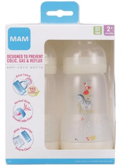 MAM MAM Baby Bottles for Breastfed Babies, MAM Baby Bottles Anti Colic, White, 9 Ounces, 2-Count  - Image 2