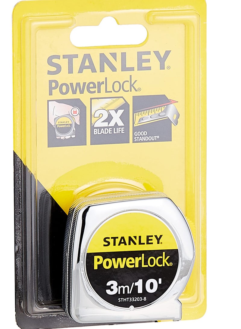 ستانلي شريط قياس باور لوك كلاسيك فضي وأصفر 50 مم × 3 م - Image 1