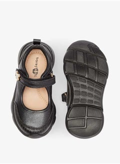 JUNIORS Girls Textured Mary Jane Shoes with Hook and Loop Closure  - Image 4