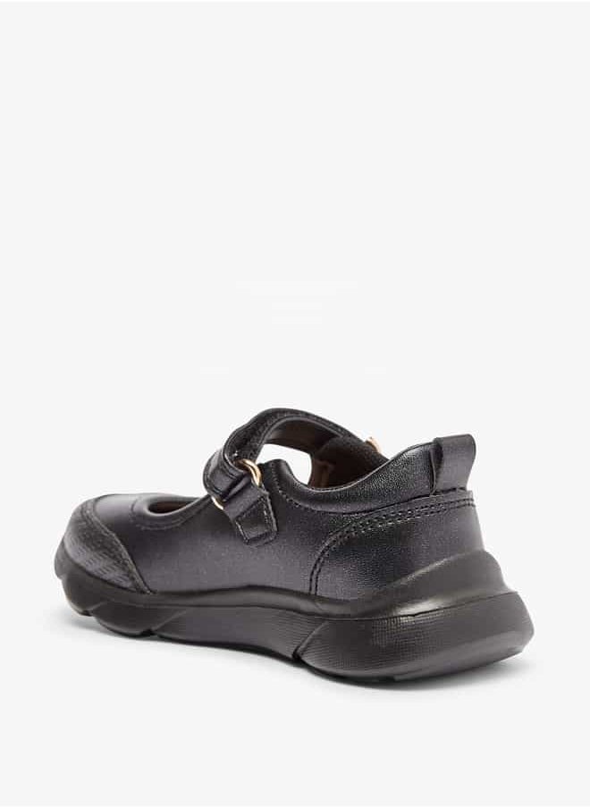 JUNIORS - Girls Textured Mary Jane Shoes with Hook and Loop Closure - Image 1