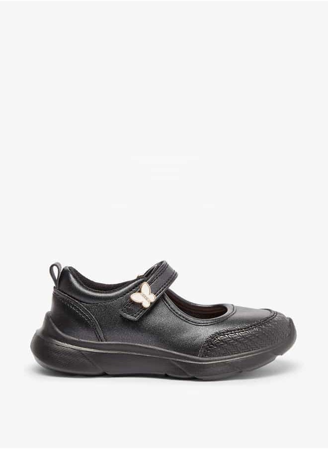 JUNIORS - Girls Textured Mary Jane Shoes with Hook and Loop Closure - Image 1