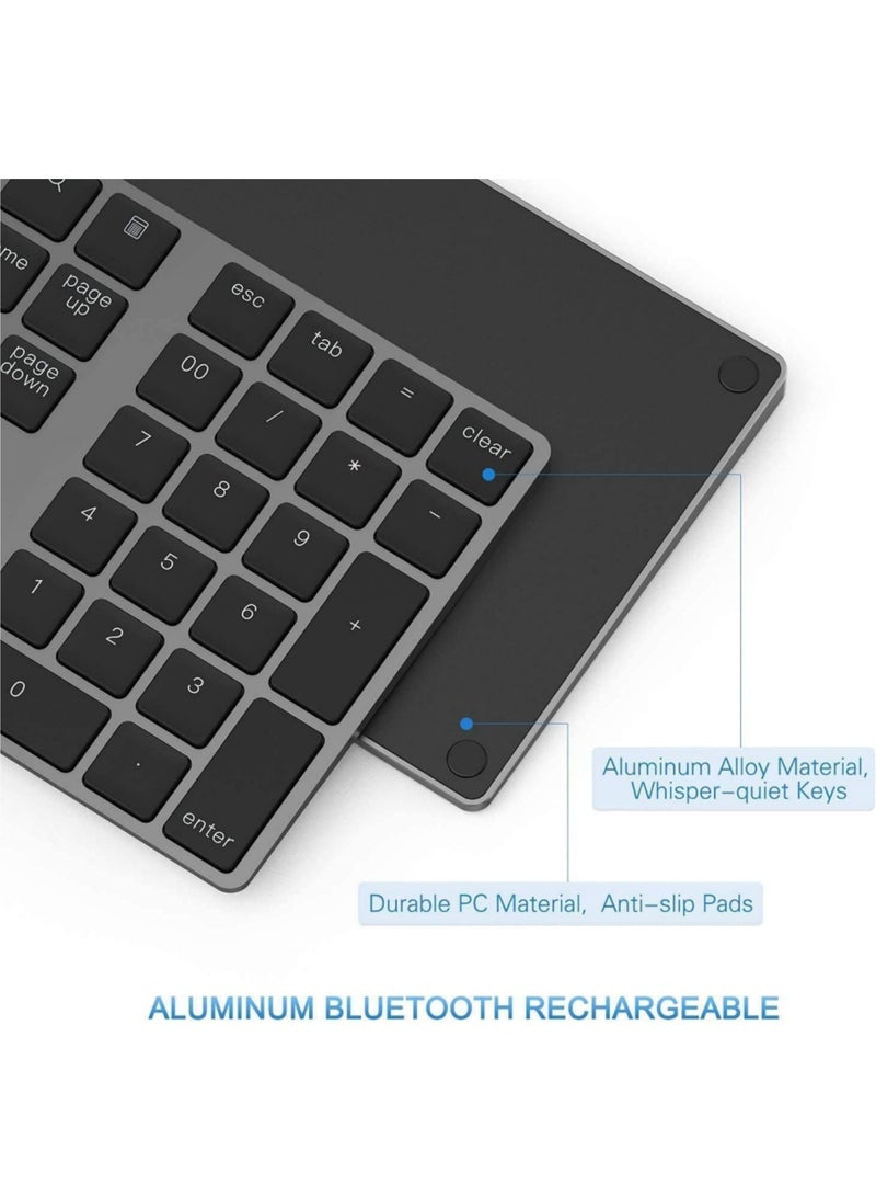 أداندو لوحة مفاتيح رقمية بتقنية البلوتوث، لوحة مفاتيح رقمية خارجية رفيعة قابلة لإعادة الشحن من الألومنيوم، مزودة بـ 34 مفتاحًا، متوافقة مع أجهزة ماك بوك، ماك بوك إير/برو، آي ماك، ويندوز لابتوب (أسود) - Image 4