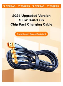 5A USB-A to Lightning Cable + Type-C Cable + Micro Cable 3 in 1 Fast Charging Data Cable, Black