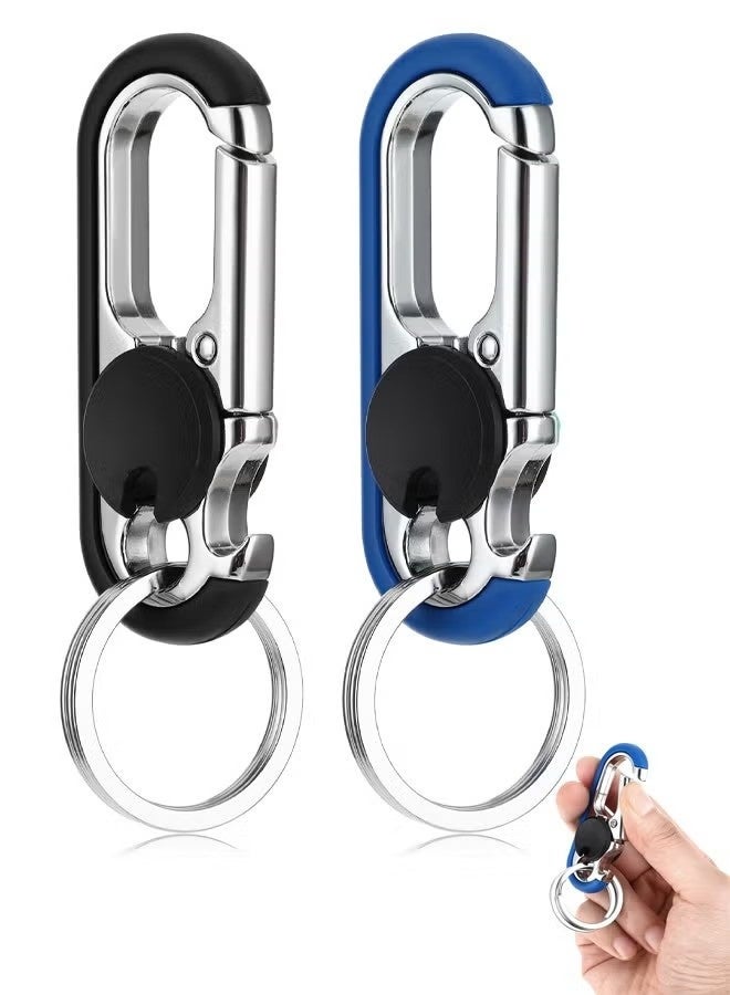 2PCS Key Chains for Men, Anti-Loss Car Key Chain with Hook, Car Keyring with Double Keyrings Personalized Heavy Duty Key Ring - Image 1