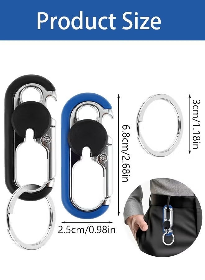 2PCS Key Chains for Men, Anti-Loss Car Key Chain with Hook, Car Keyring with Double Keyrings Personalized Heavy Duty Key Ring - Image 2