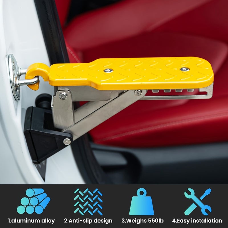 Universal Fit Fourth Generation Black Foldable Car Door Step Roof Rack - Image 4