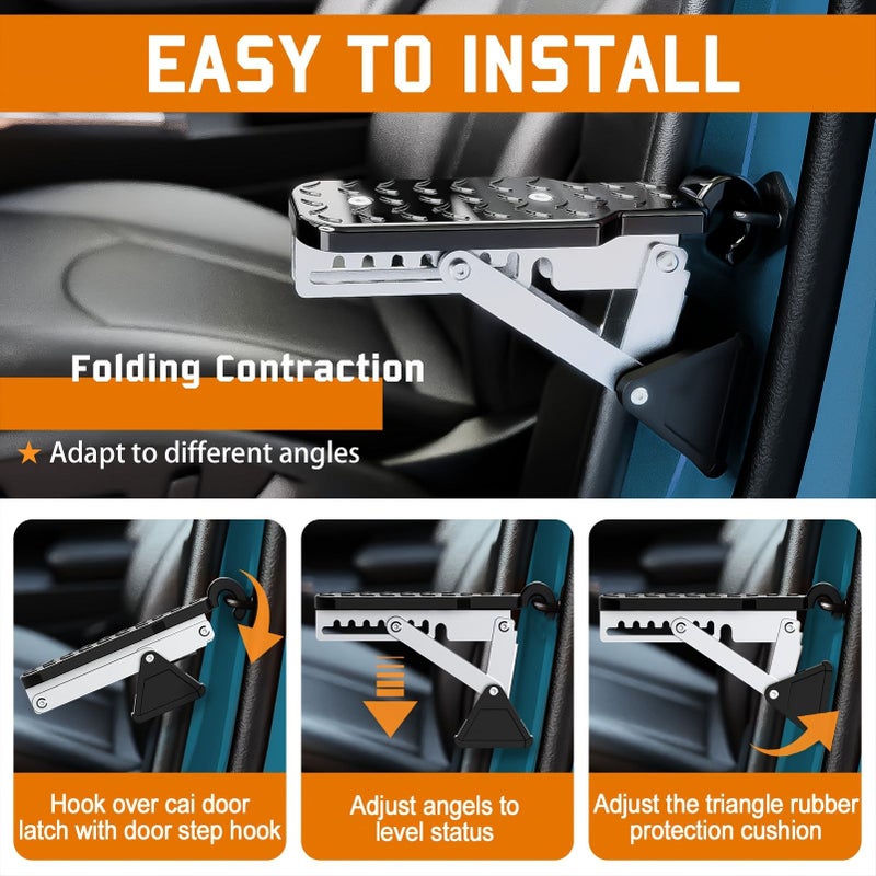 Universal Fit Fourth Generation Black Foldable Car Door Step Roof Rack - Image 1