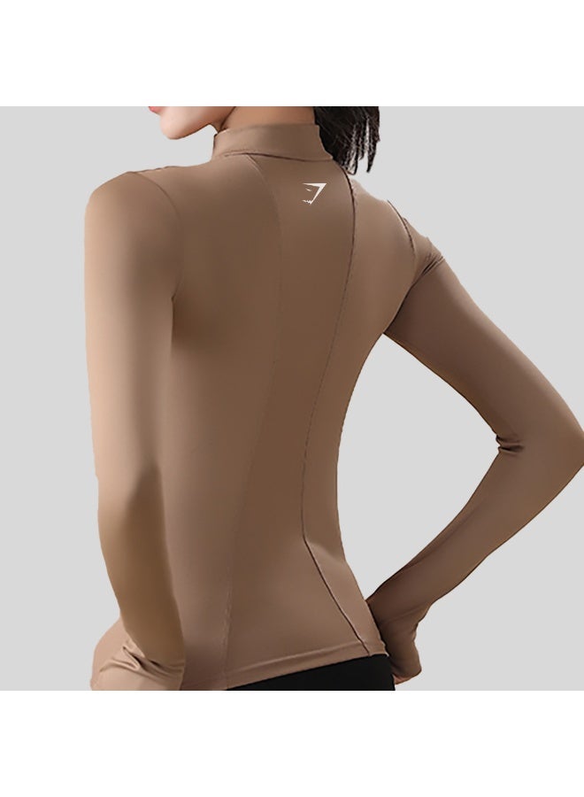 Gymshark Half-zip long-sleeved top-(Beige) - Image 2