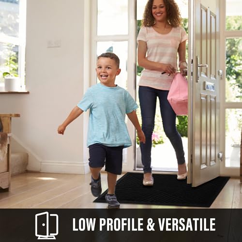 HIYARD Sturdy Front Door Mat, Absorbent Muddy Dirt Resist Welcome Door Mats Outdoor Indoor, Stain and Fade Resistant, Non-Slip Backing Entry Mat Low Profile Doormat for Entryway, 29×17, Black - Image 5