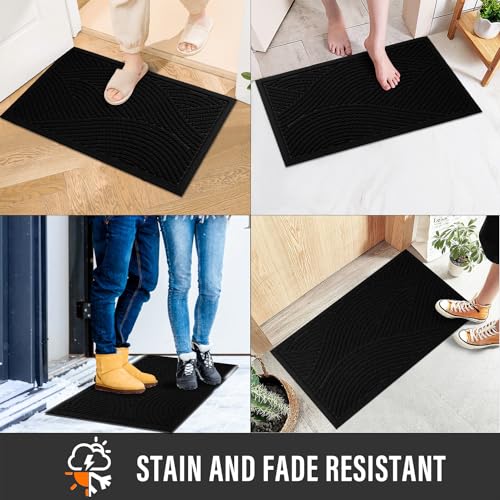 HIYARD Sturdy Front Door Mat, Absorbent Muddy Dirt Resist Welcome Door Mats Outdoor Indoor, Stain and Fade Resistant, Non-Slip Backing Entry Mat Low Profile Doormat for Entryway, 29×17, Black - Image 4