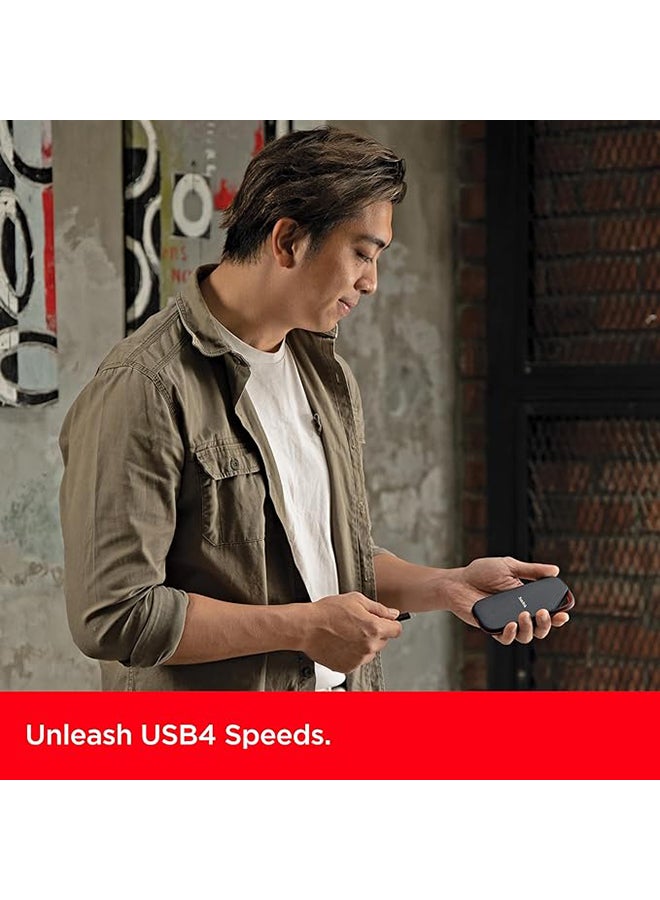 sandisk 2TB Extreme PRO Portable SSD with USB4, Up to 3800 MB/s Read and 3700MB/s Write, USB-C, USB 3.2, Backwards Compatible, IP65 Water and Dust Resistance - SDSSDE82-2T00-G25 - Image 2