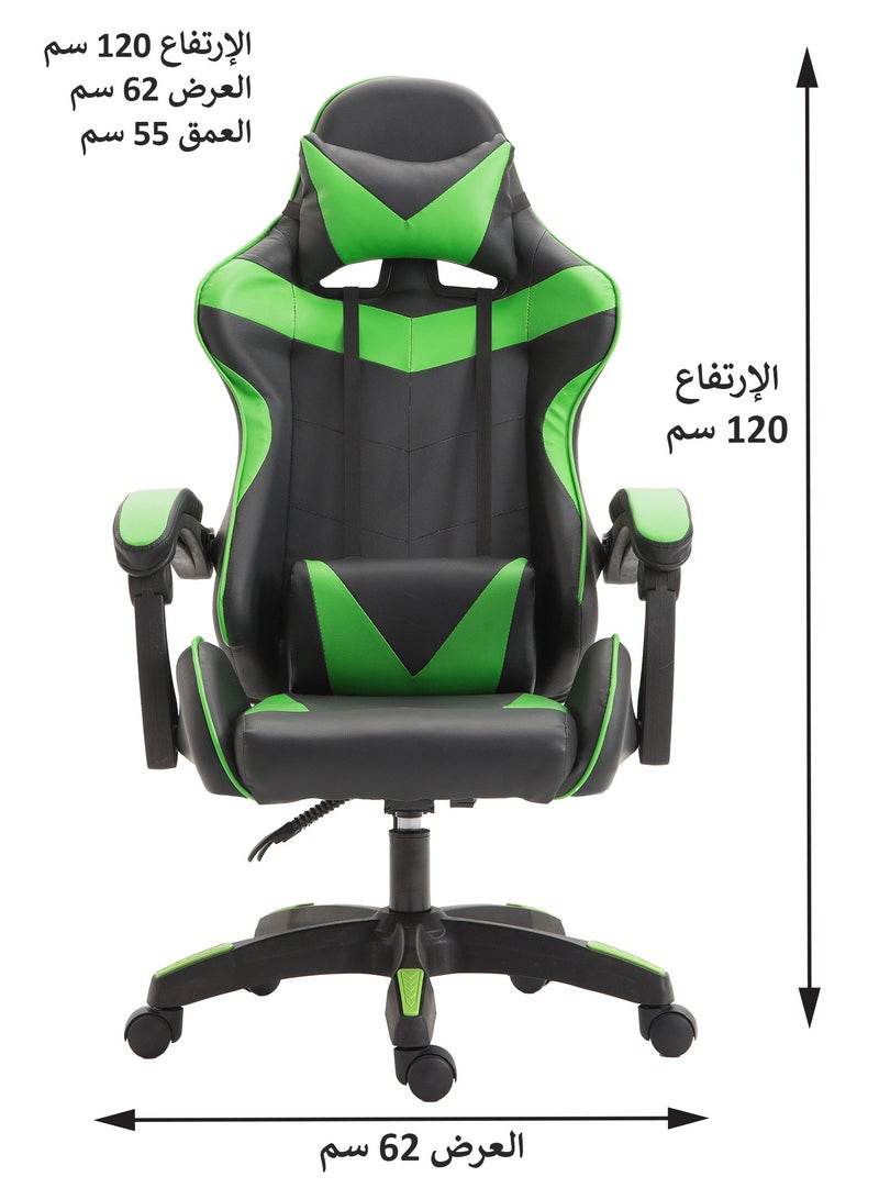 Funz Gaming Chair  Office Chair Ergonomic High Back s Reclining & Height Adjustable Computer Chair with Neck and Lumbar Support Comfortable Chairs Black/Green  - Image 2